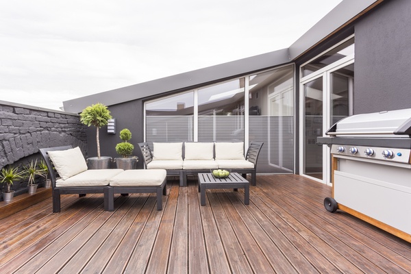 Cozy terrace with wooden floor