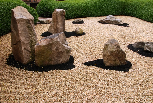 Zen garden with rocks and gravel