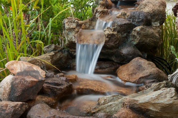 zen fountain in a japanese garden