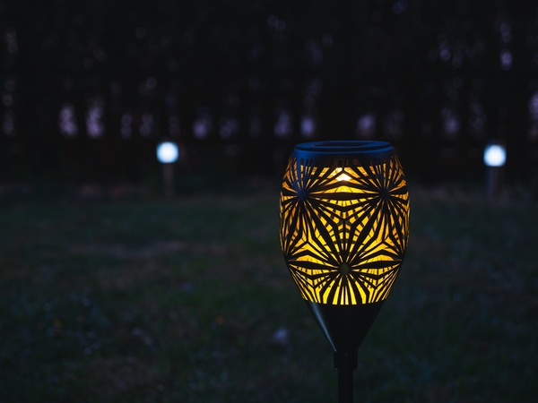 Garden LED lights with stencilled pattern