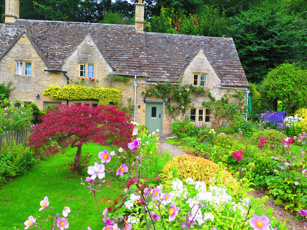 English cottage garden full of flowers
